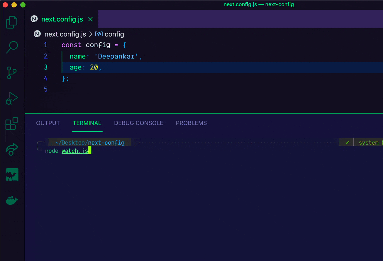 Found a change in next.config.js. Restart the server to see the changes